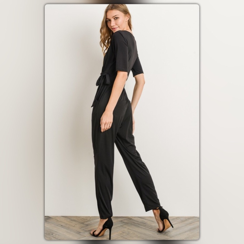 Black Wrap Jumpsuit - Picture 2 of 4